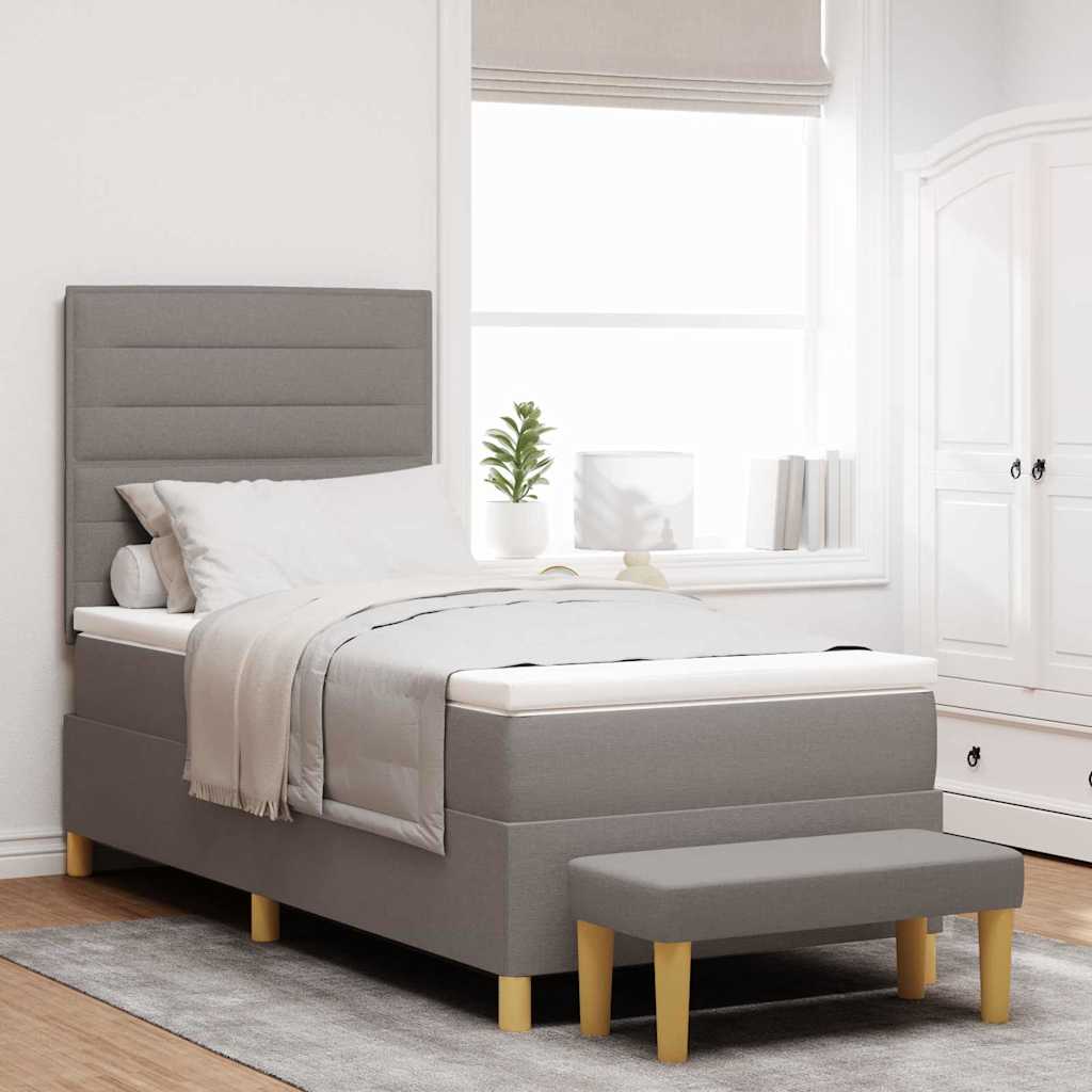 Cama tipo Box Spring com cabeceira Azul 190 x 120 cm tecido