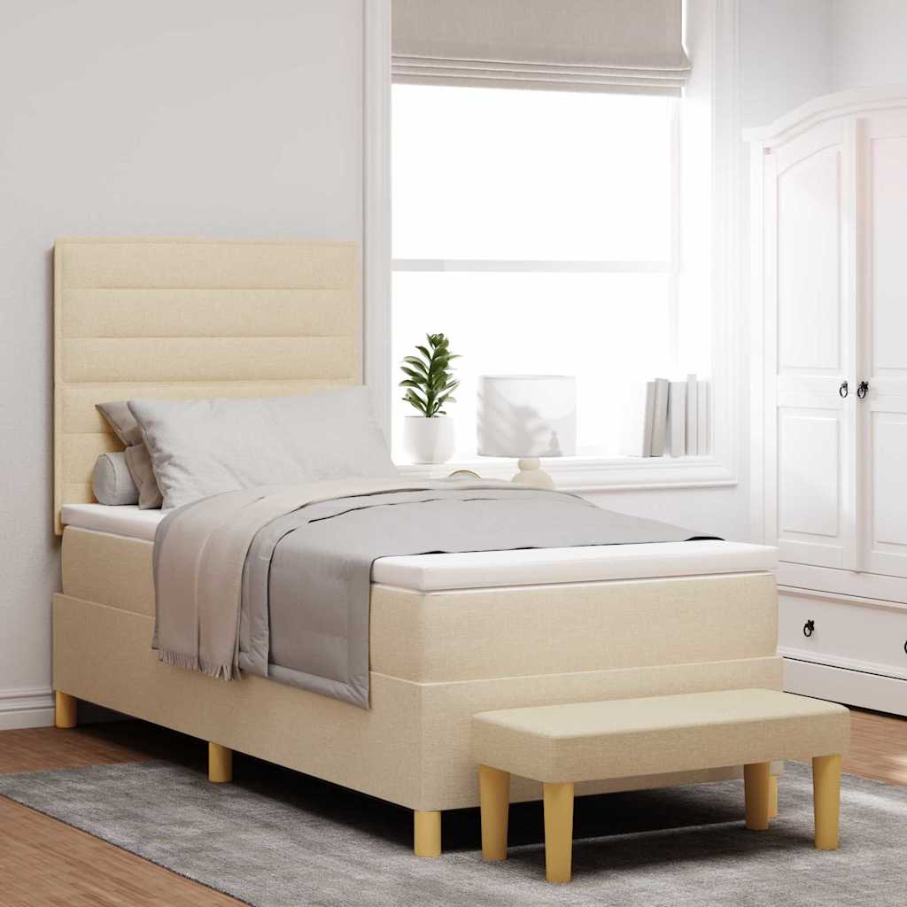 Cama tipo Box Spring com cabeceira Azul 190 x 120 cm tecido