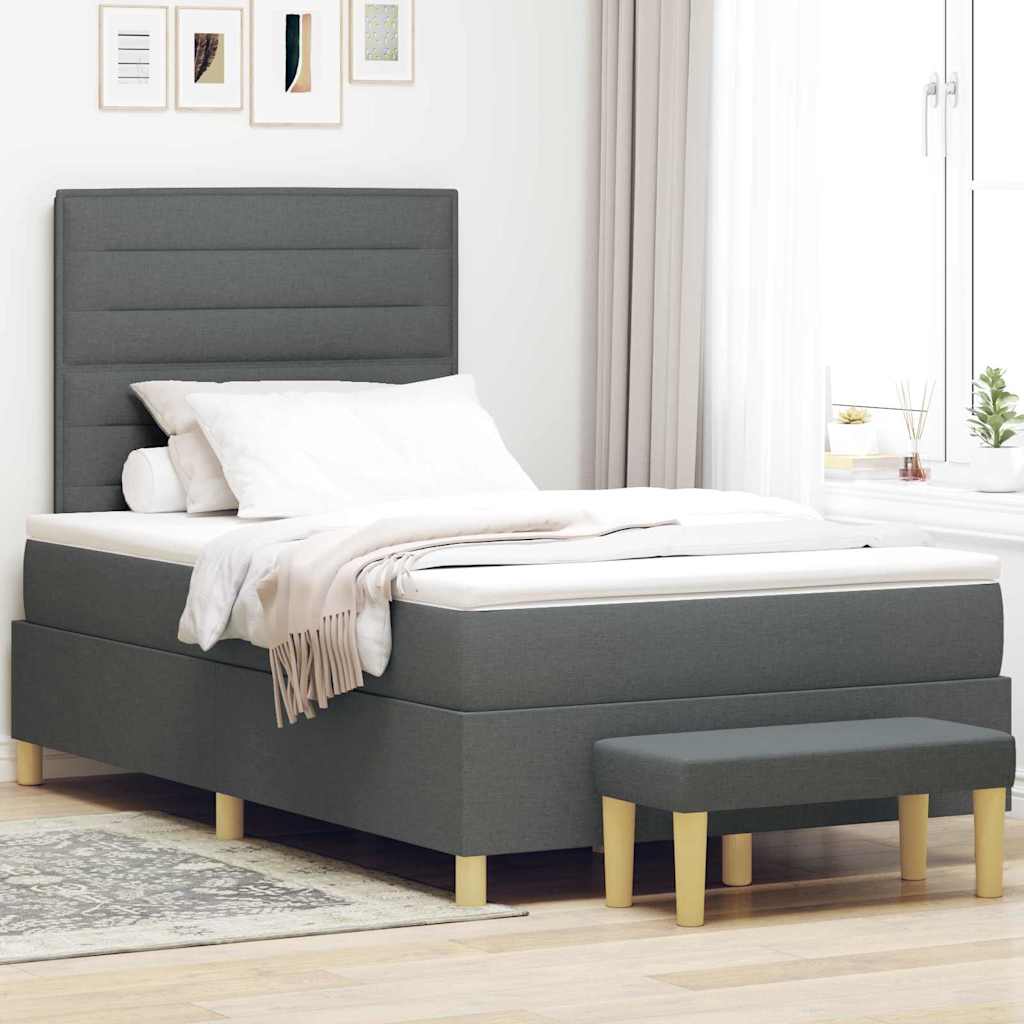Cama tipo Box Spring com cabeceira Azul 190 x 120 cm tecido