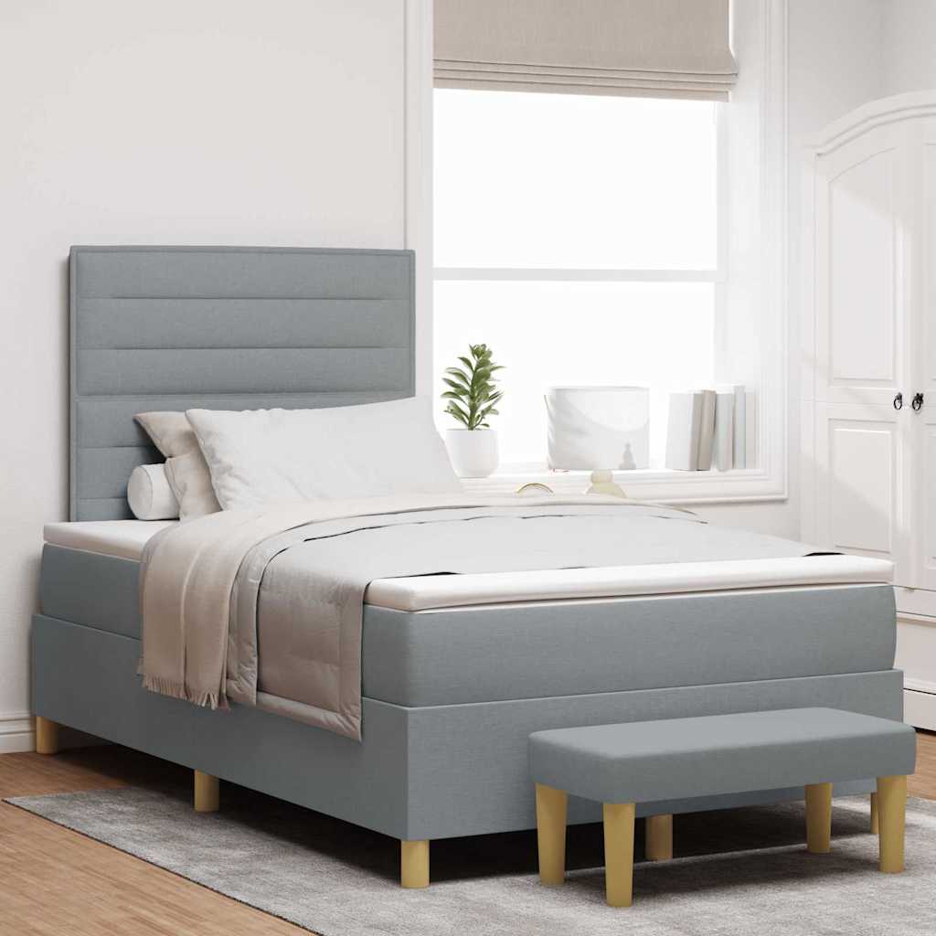 Cama tipo Box Spring com cabeceira Azul 190 x 120 cm tecido