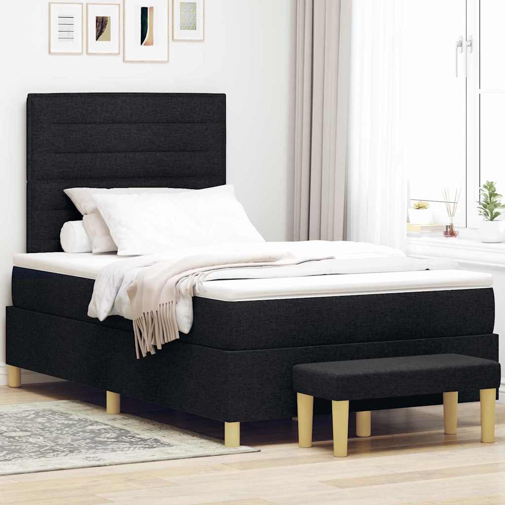 Cama tipo Box Spring com cabeceira Azul 190 x 120 cm tecido