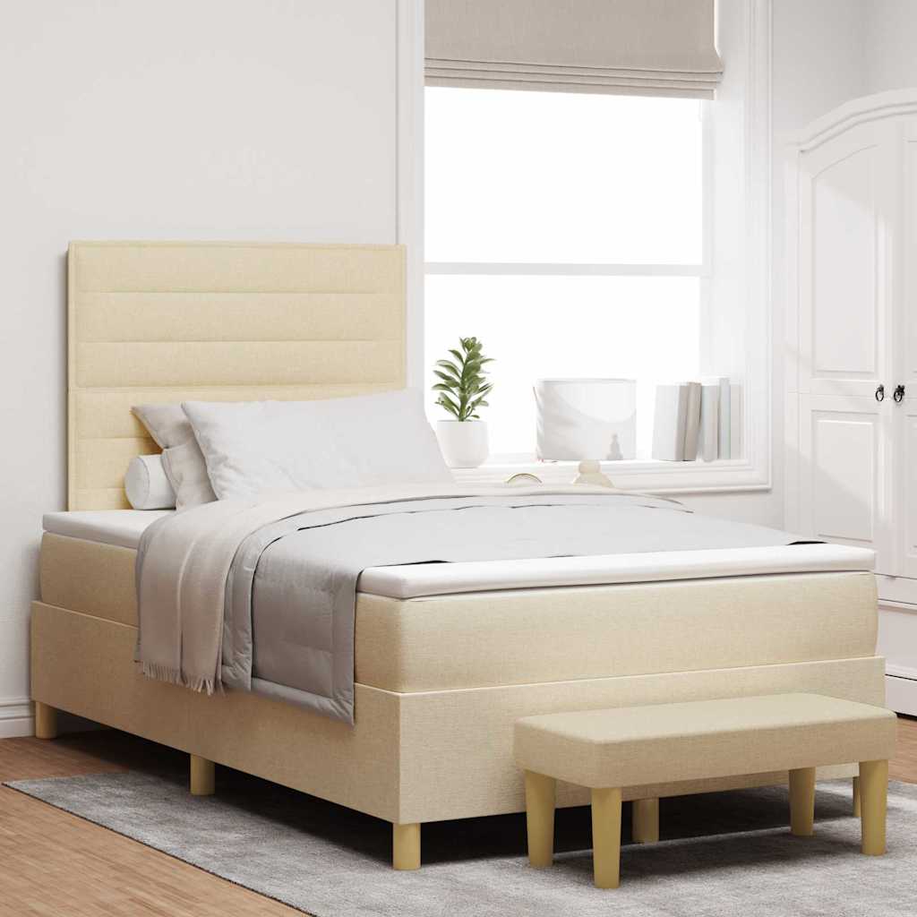 Cama tipo Box Spring com cabeceira Azul 190 x 120 cm tecido