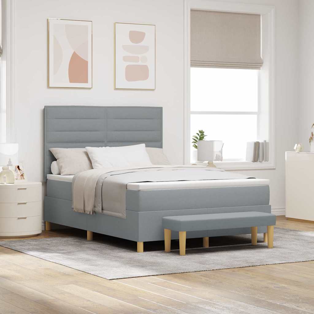 Cama tipo Box Spring com cabeceira Azul 190 x 120 cm tecido