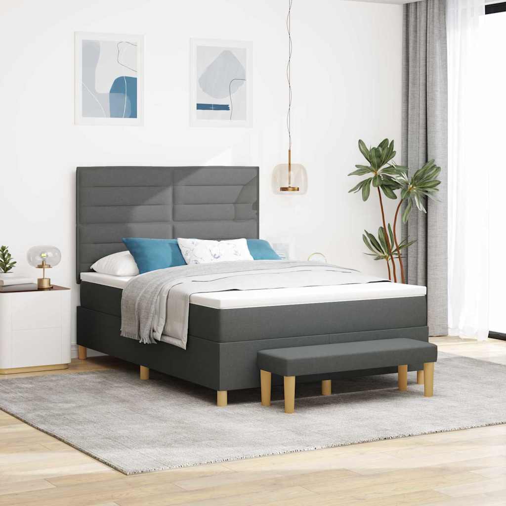 Cama tipo Box Spring com cabeceira Azul 190 x 120 cm tecido