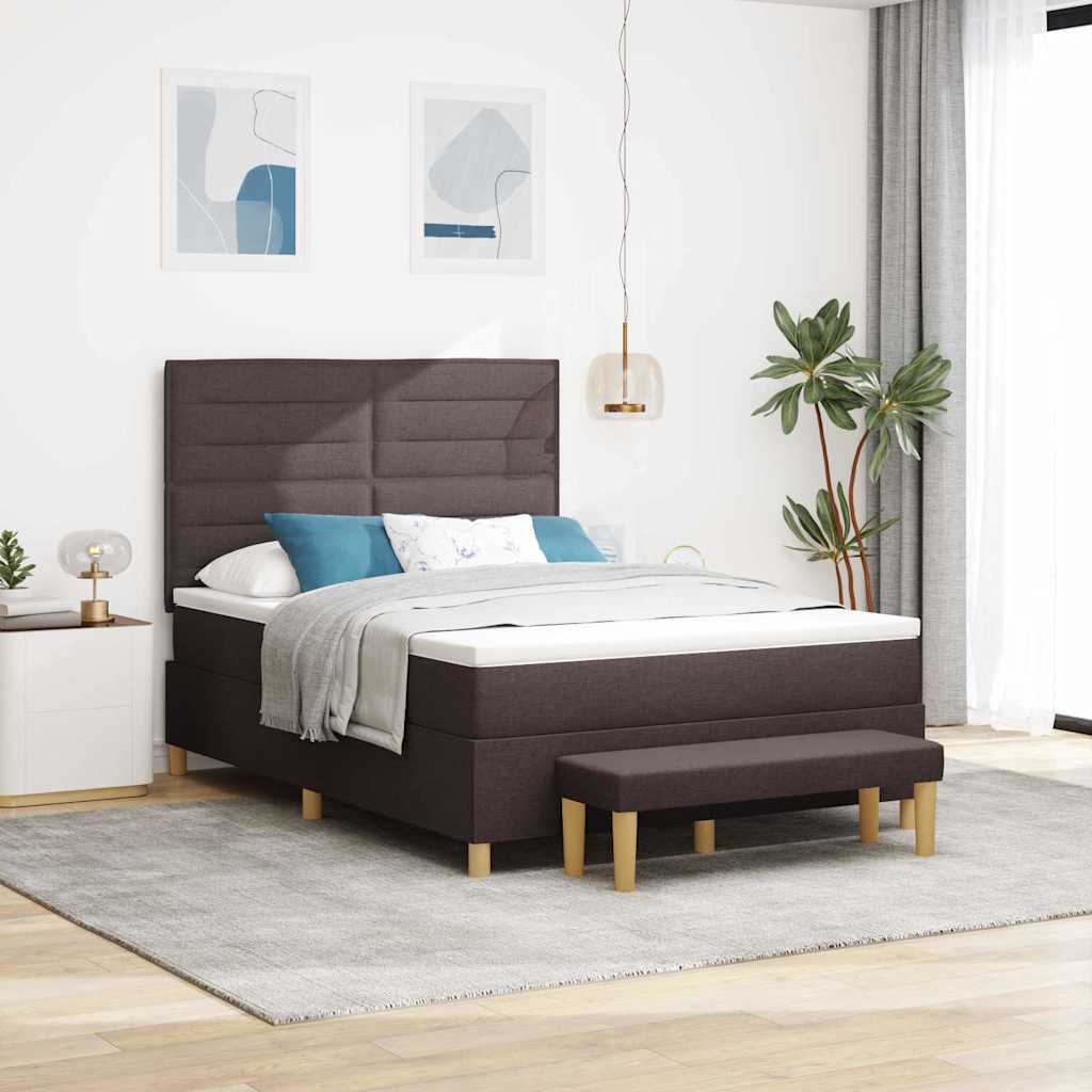 Cama tipo Box Spring com cabeceira Azul 190 x 120 cm tecido