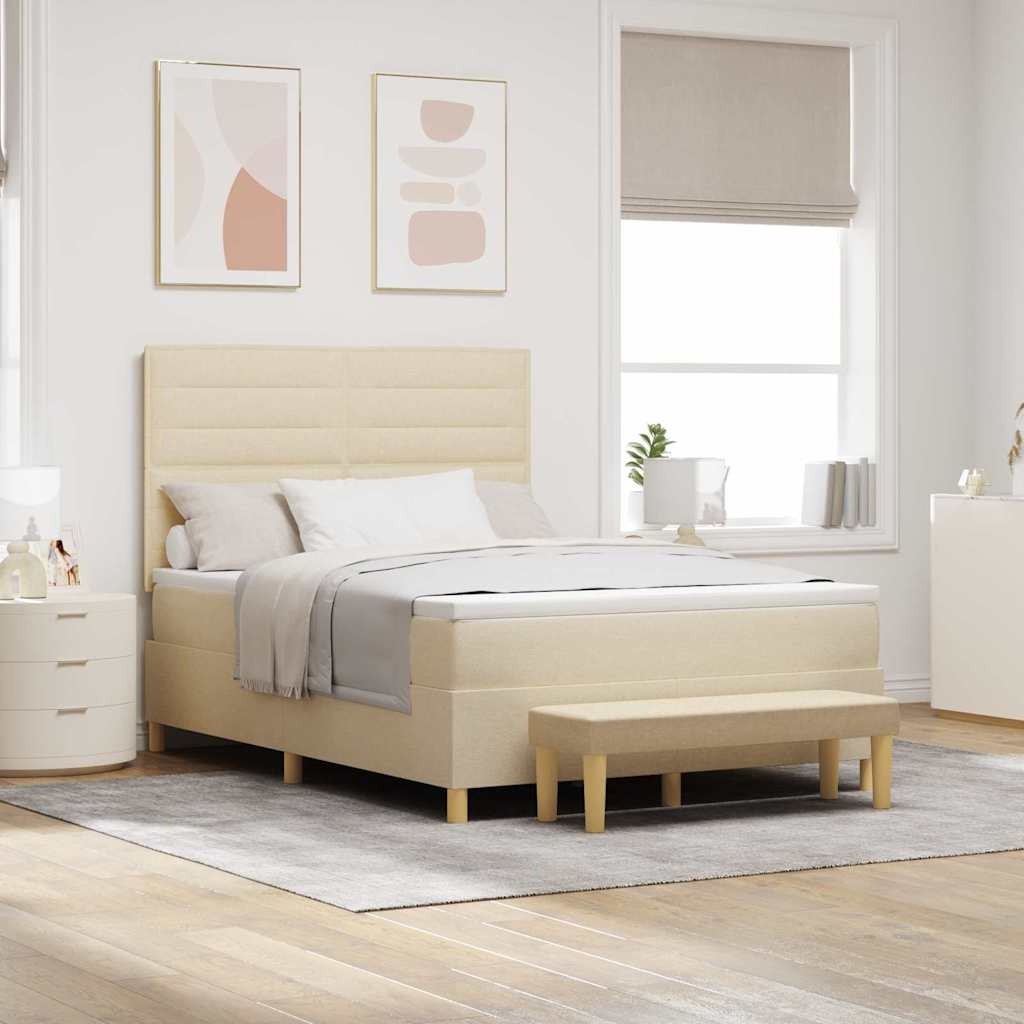 Cama tipo Box Spring com cabeceira Azul 190 x 120 cm tecido