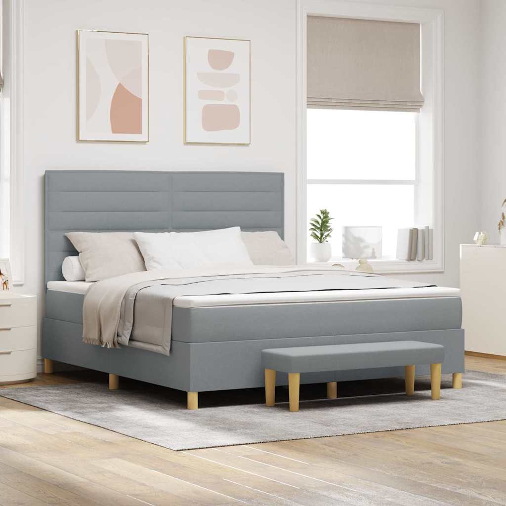Cama tipo Box Spring com cabeceira Azul 190 x 120 cm tecido