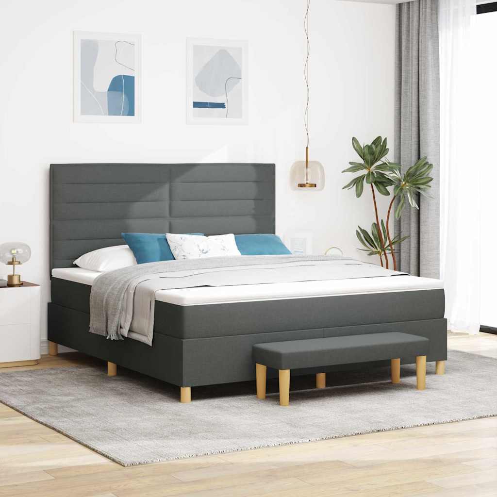 Cama tipo Box Spring com cabeceira Azul 190 x 120 cm tecido
