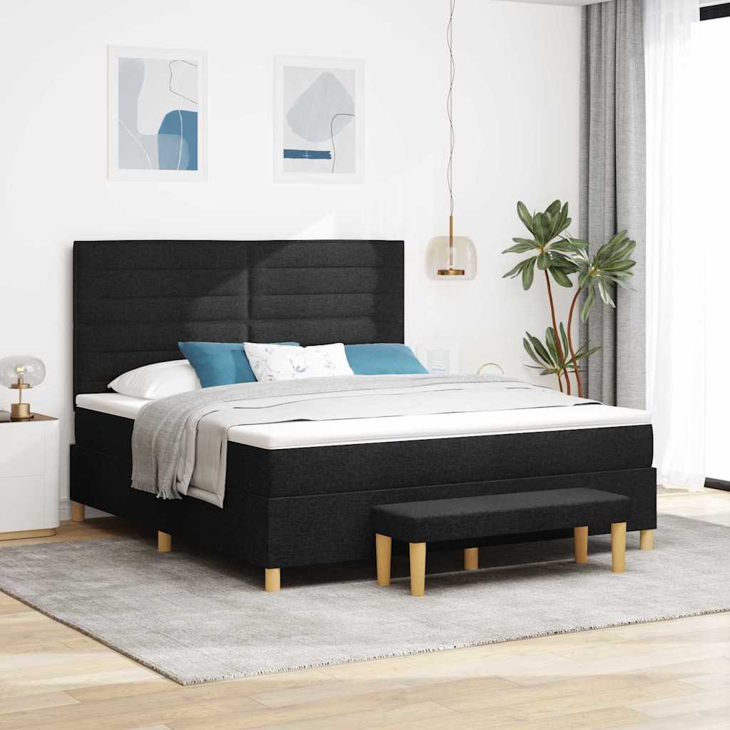 Cama tipo Box Spring com cabeceira Azul 190 x 120 cm tecido