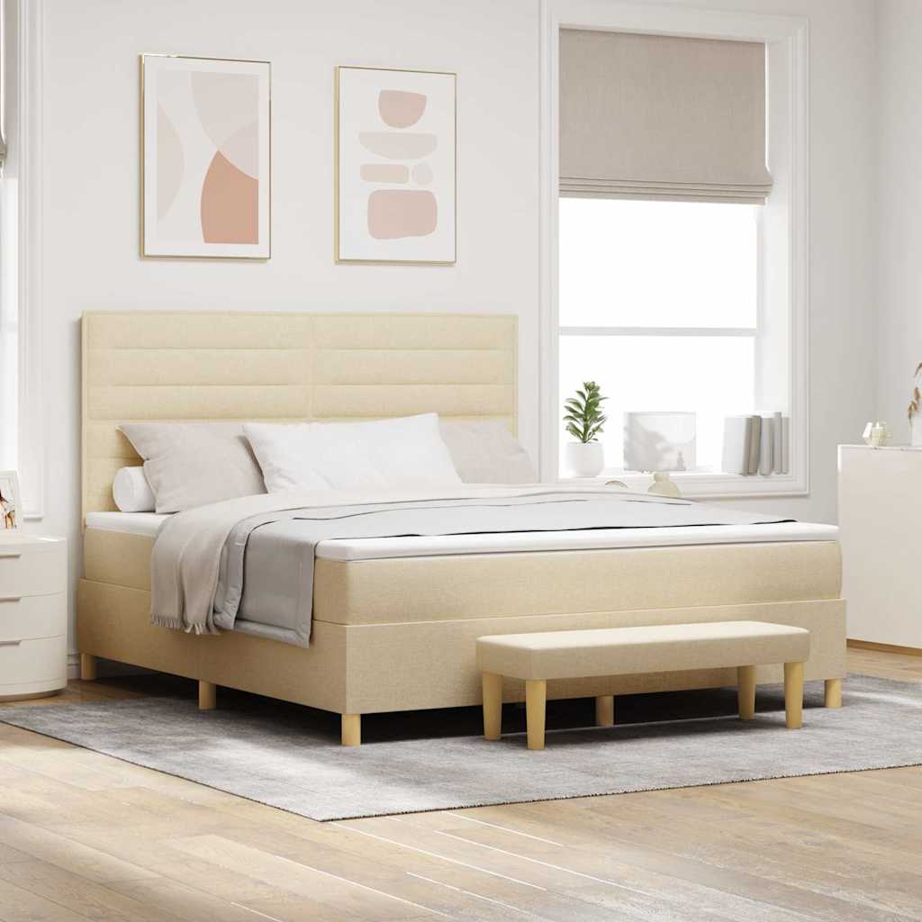 Cama tipo Box Spring com cabeceira Azul 190 x 120 cm tecido