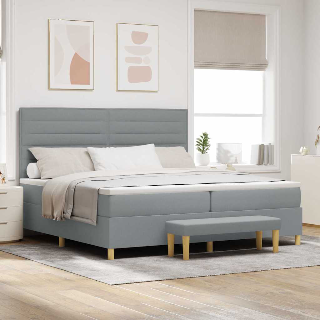 Cama tipo Box Spring com cabeceira Azul 190 x 120 cm tecido