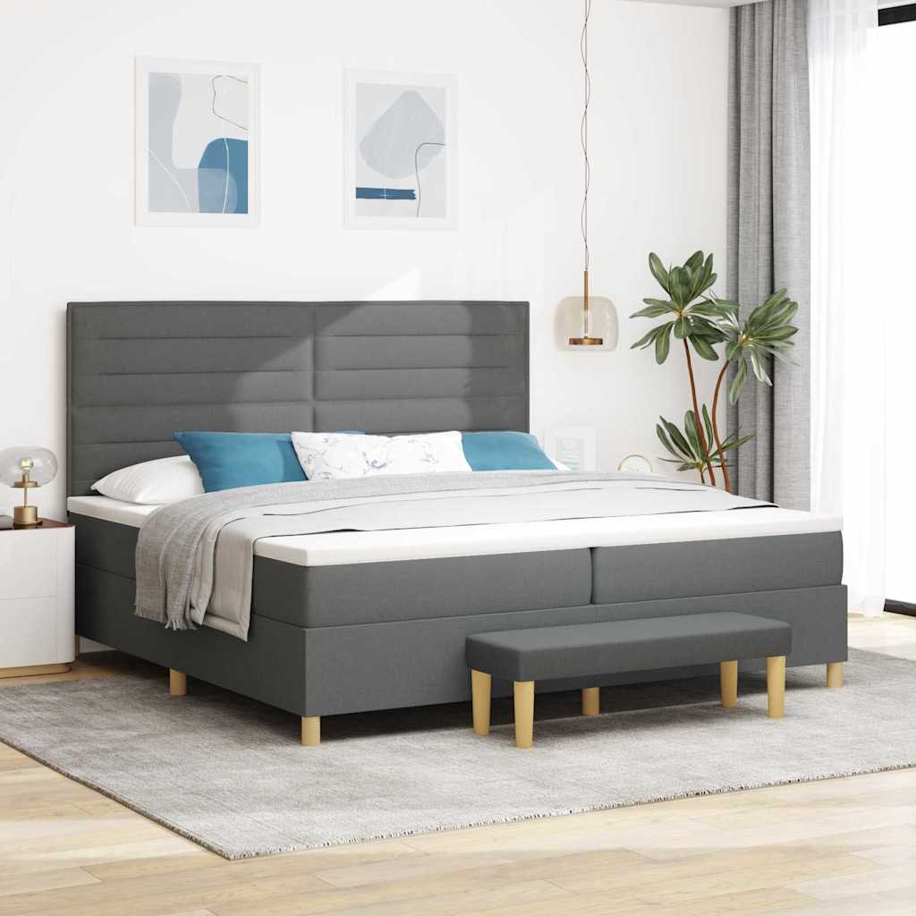 Cama tipo Box Spring com cabeceira Azul 190 x 120 cm tecido