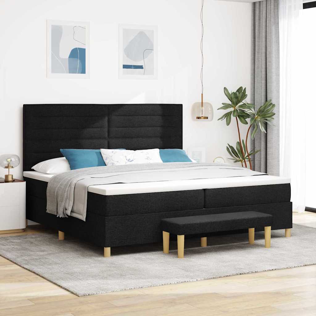 Cama tipo Box Spring com cabeceira Azul 190 x 120 cm tecido