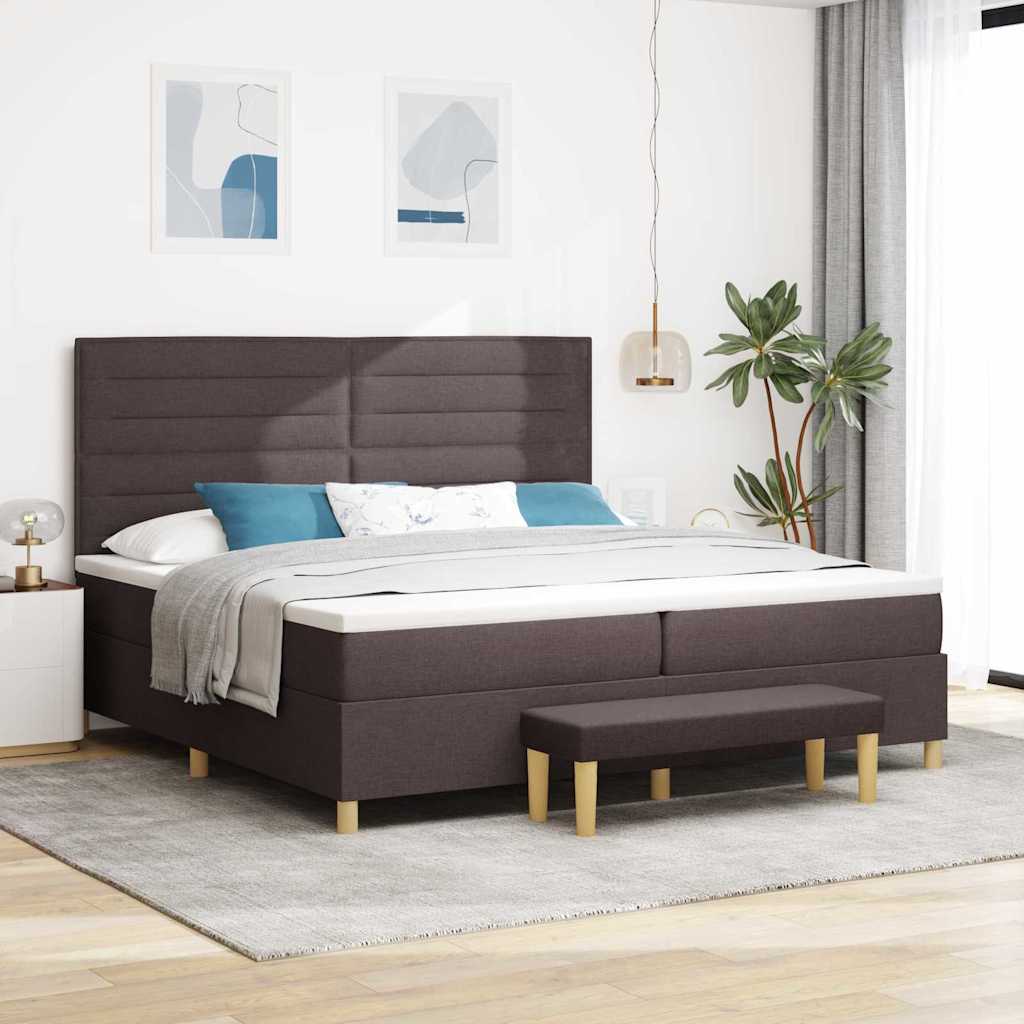 Cama tipo Box Spring com cabeceira Azul 190 x 120 cm tecido