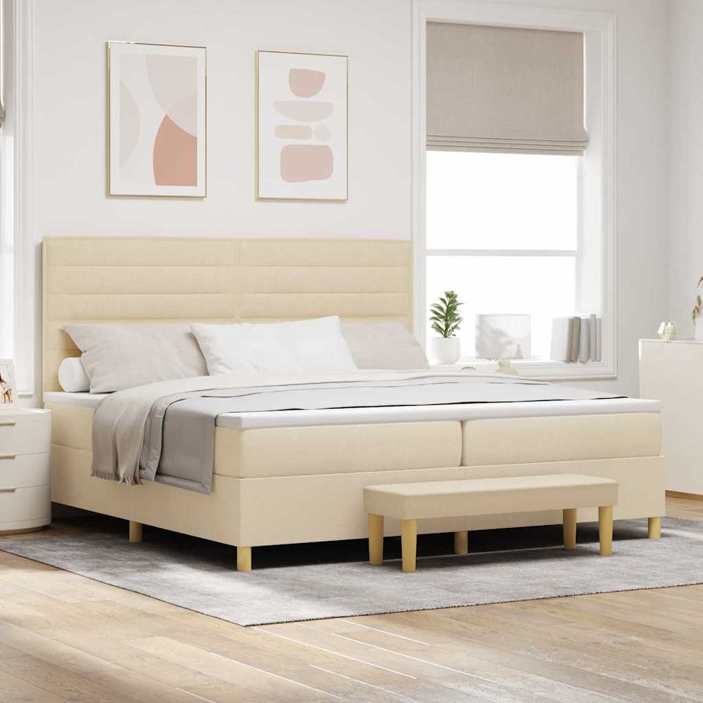 Cama tipo Box Spring com cabeceira Azul 190 x 120 cm tecido