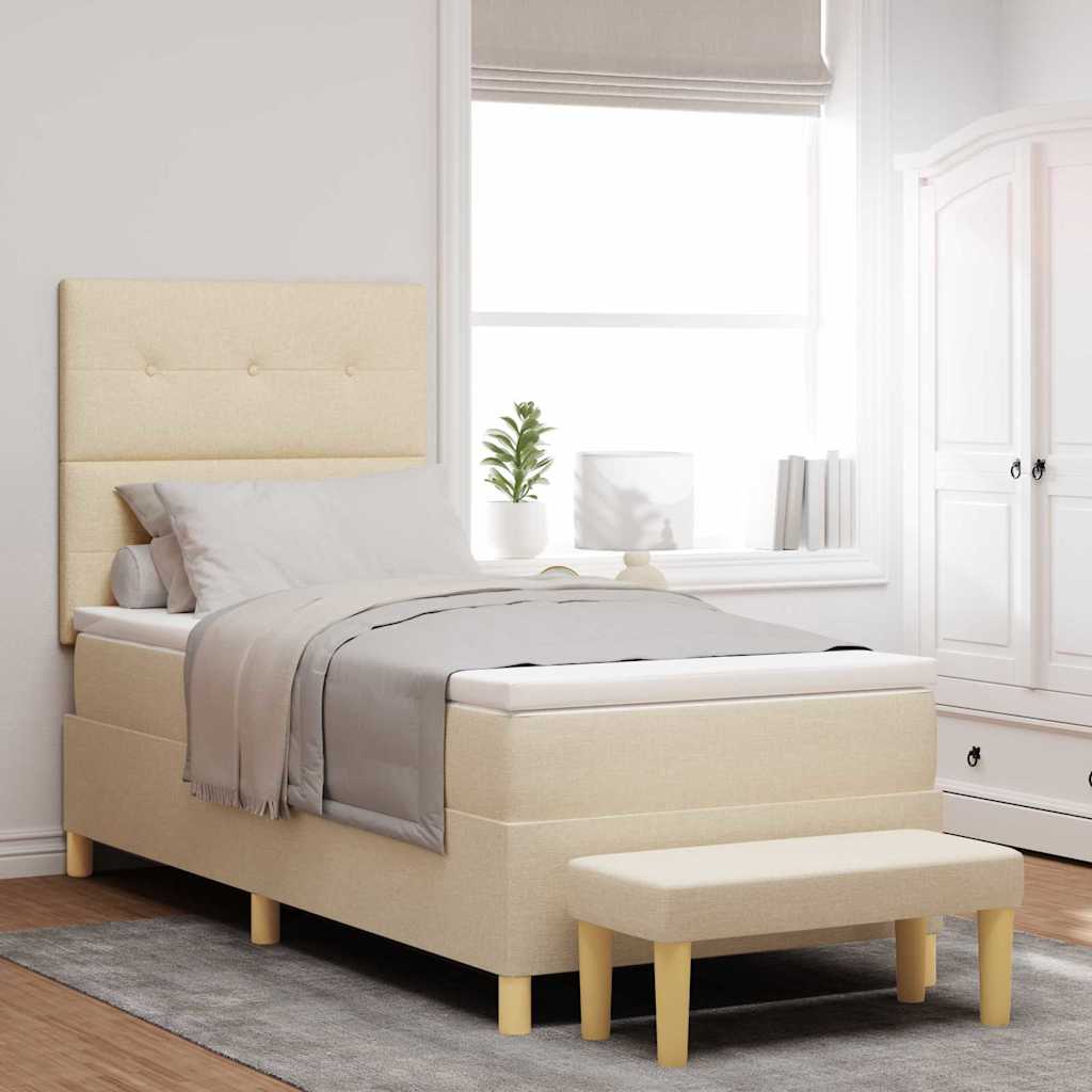 Cama tipo Box Spring com cabeceira Azul 190 x 120 cm tecido
