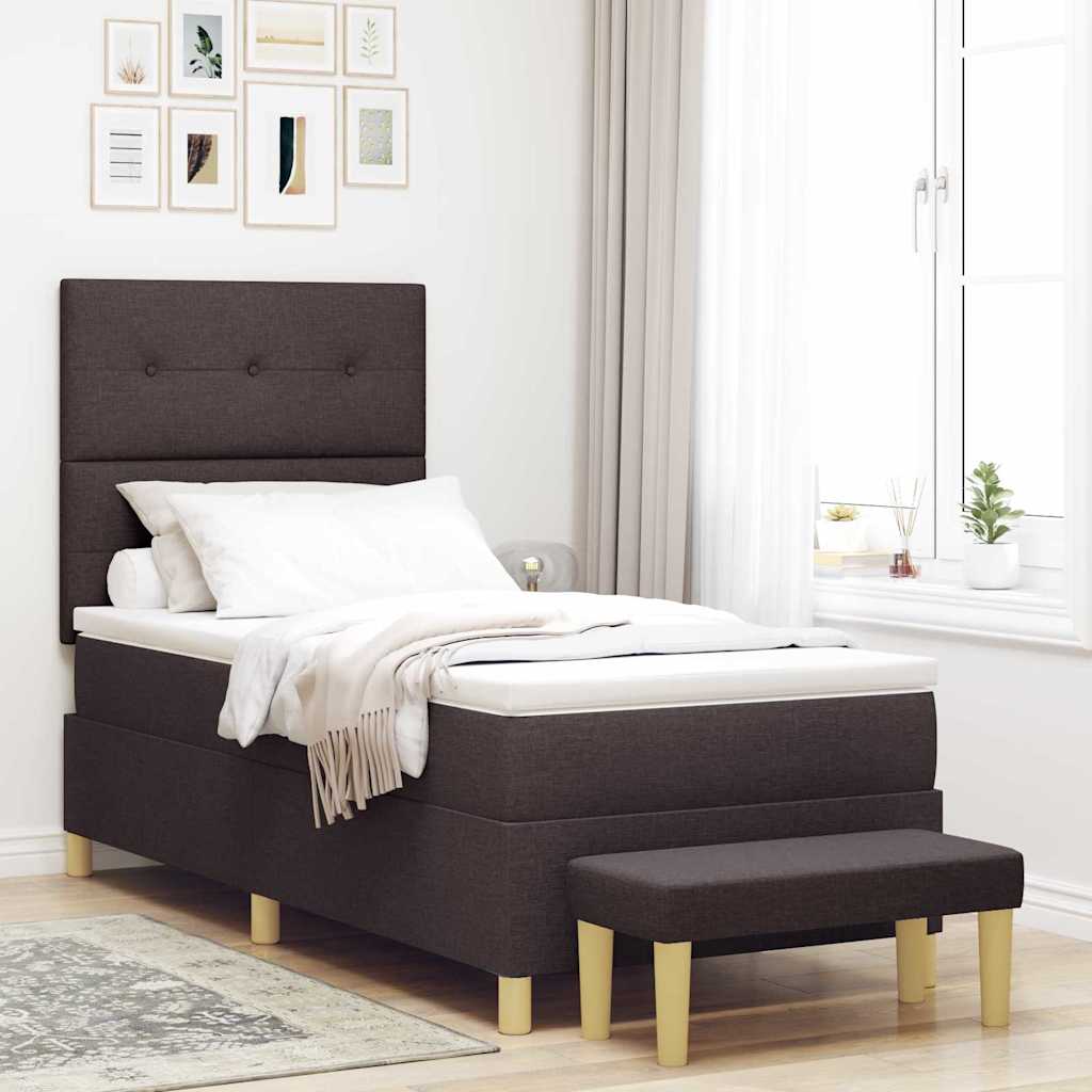 Cama tipo Box Spring com cabeceira Azul 190 x 120 cm tecido