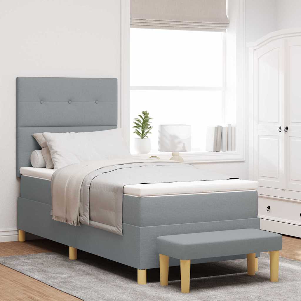 Cama tipo Box Spring com cabeceira Azul 190 x 120 cm tecido