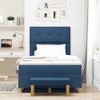 Cama tipo Box Spring con cabecera Azul 190 x 120 cm tela