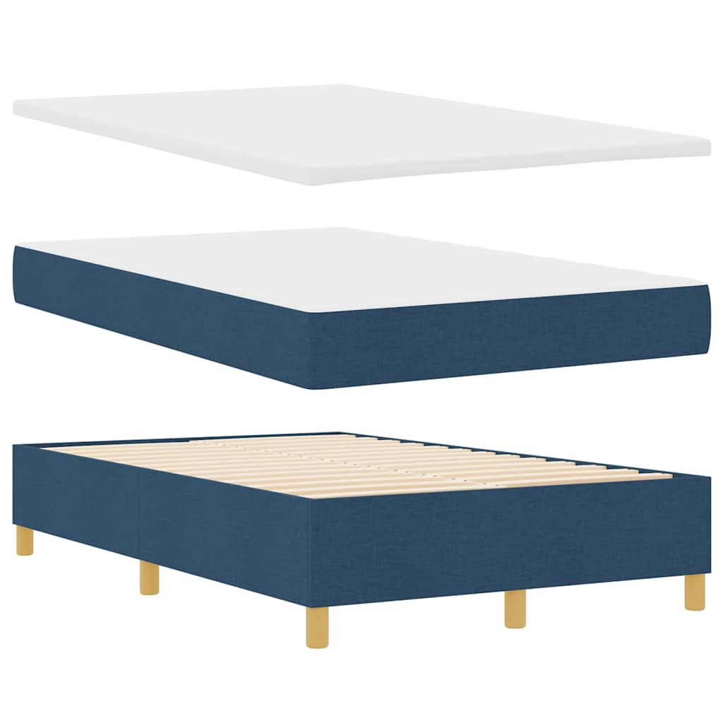 Cama tipo Box Spring con cabecera Azul 190 x 120 cm tela