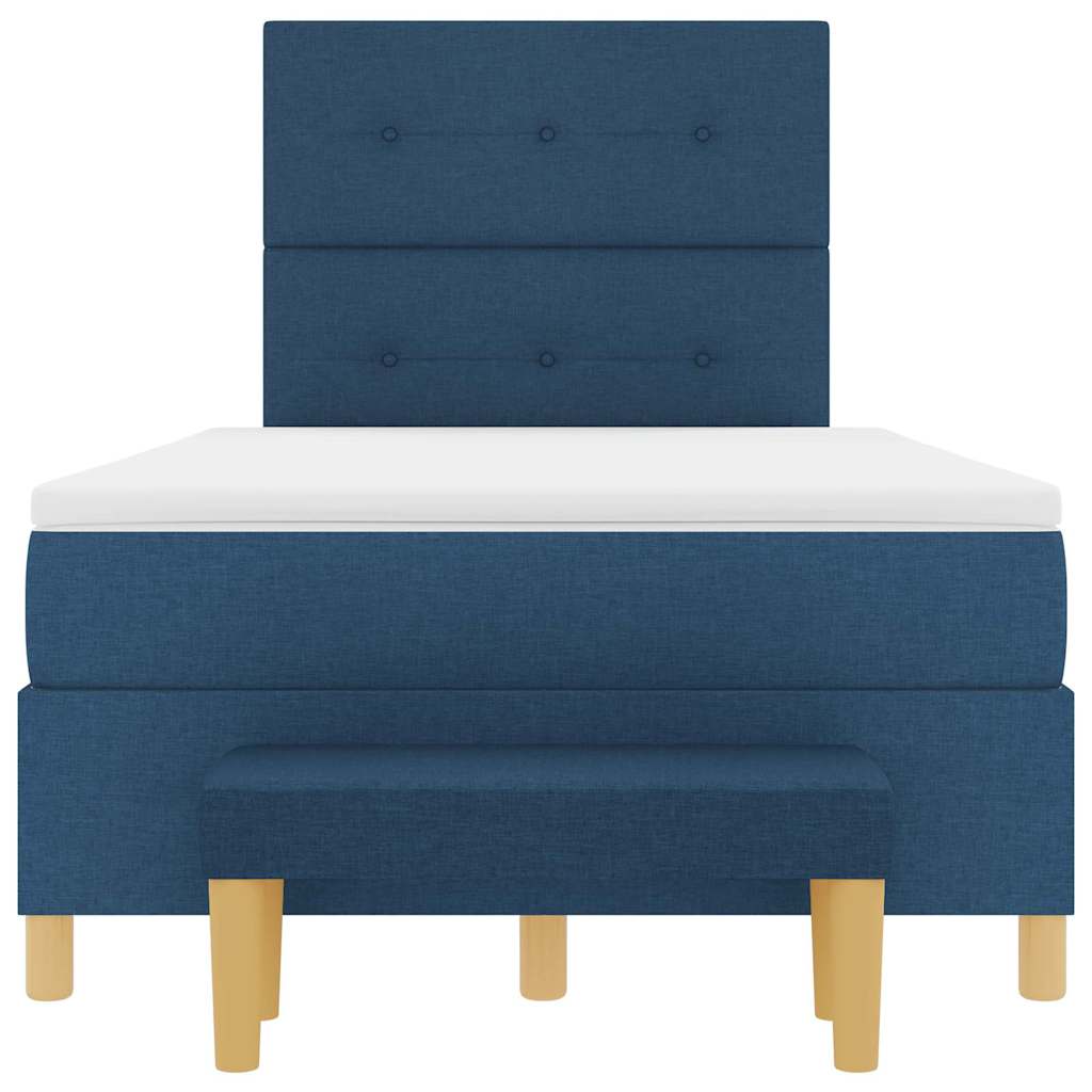 Cama tipo Box Spring con cabecera Azul 190 x 120 cm tela