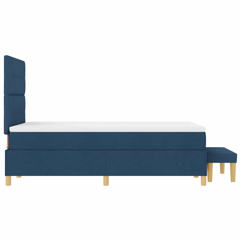 Cama tipo Box Spring con cabecera Azul 190 x 120 cm tela
