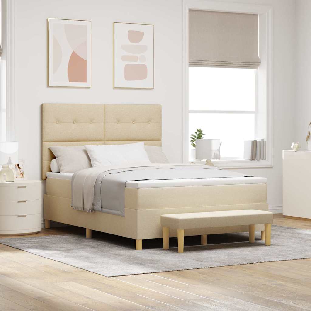 Cama tipo Box Spring com cabeceira Azul 190 x 120 cm tecido