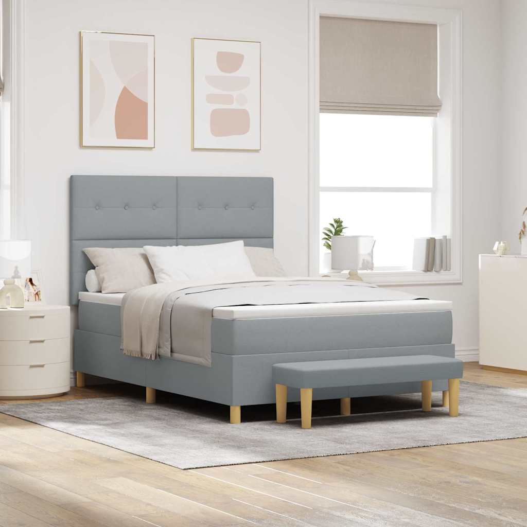 Cama tipo Box Spring com cabeceira Azul 190 x 120 cm tecido