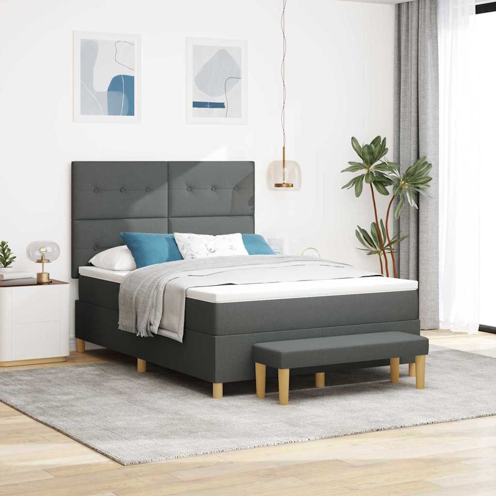 Cama tipo Box Spring com cabeceira Azul 190 x 120 cm tecido