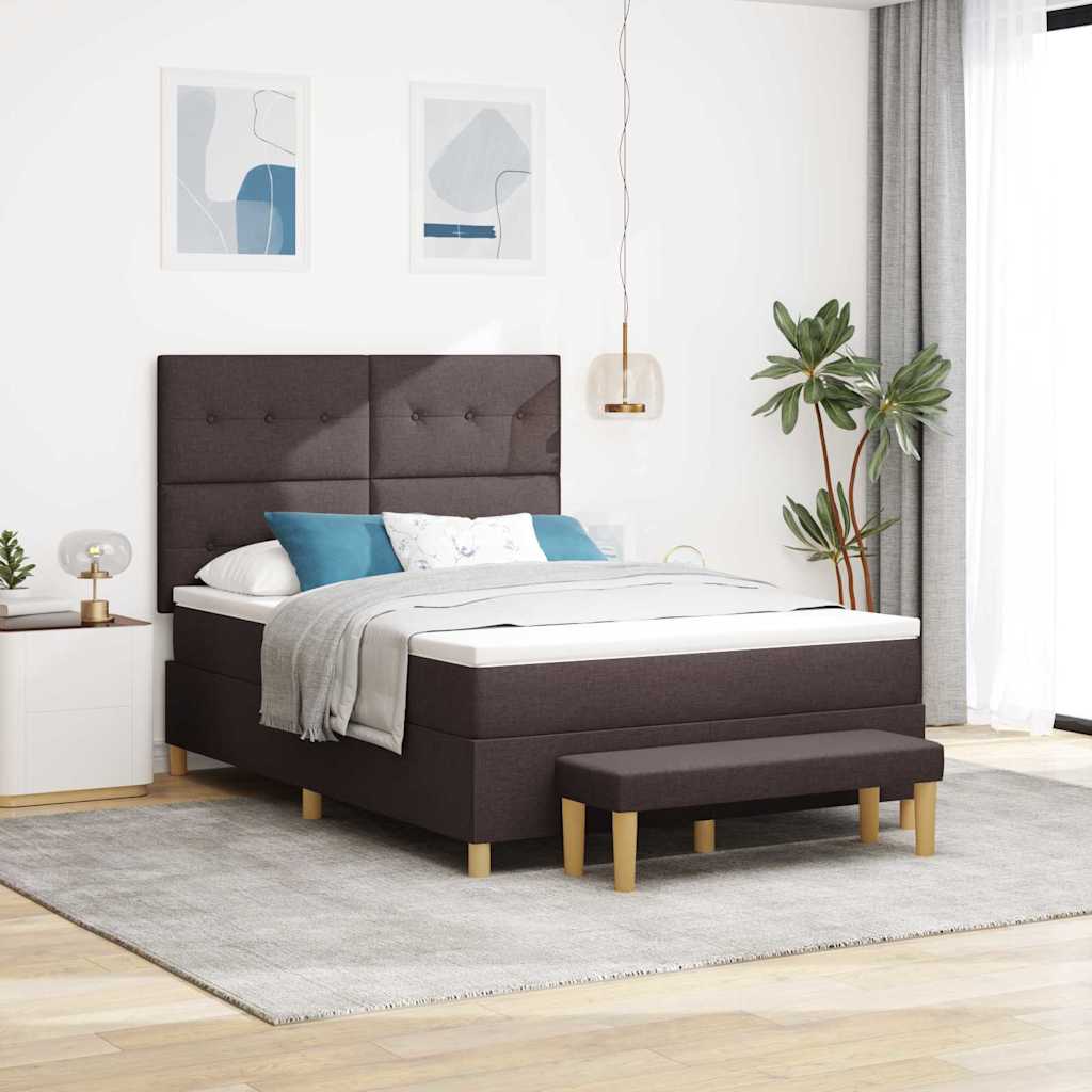 Cama tipo Box Spring com cabeceira Azul 190 x 120 cm tecido