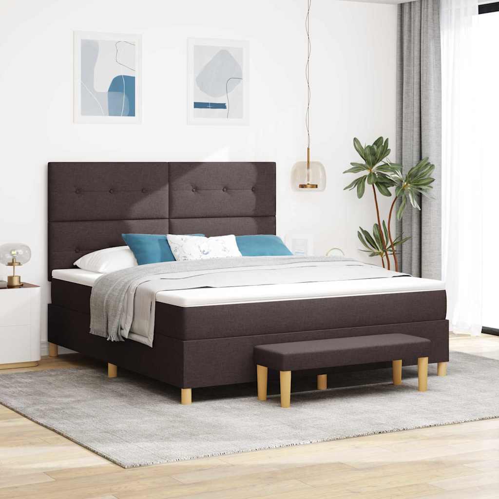 Cama tipo Box Spring com cabeceira Azul 190 x 120 cm tecido