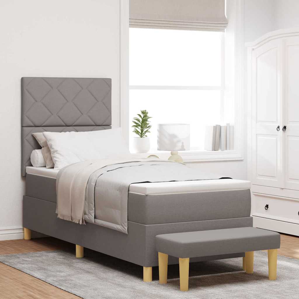 Cama tipo Box Spring com cabeceira Azul 190 x 120 cm tecido