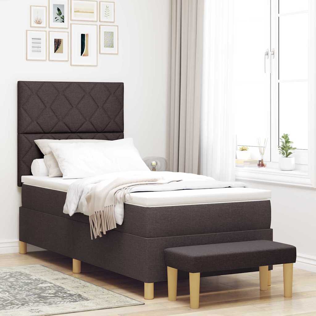 Cama tipo Box Spring com cabeceira Azul 190 x 120 cm tecido