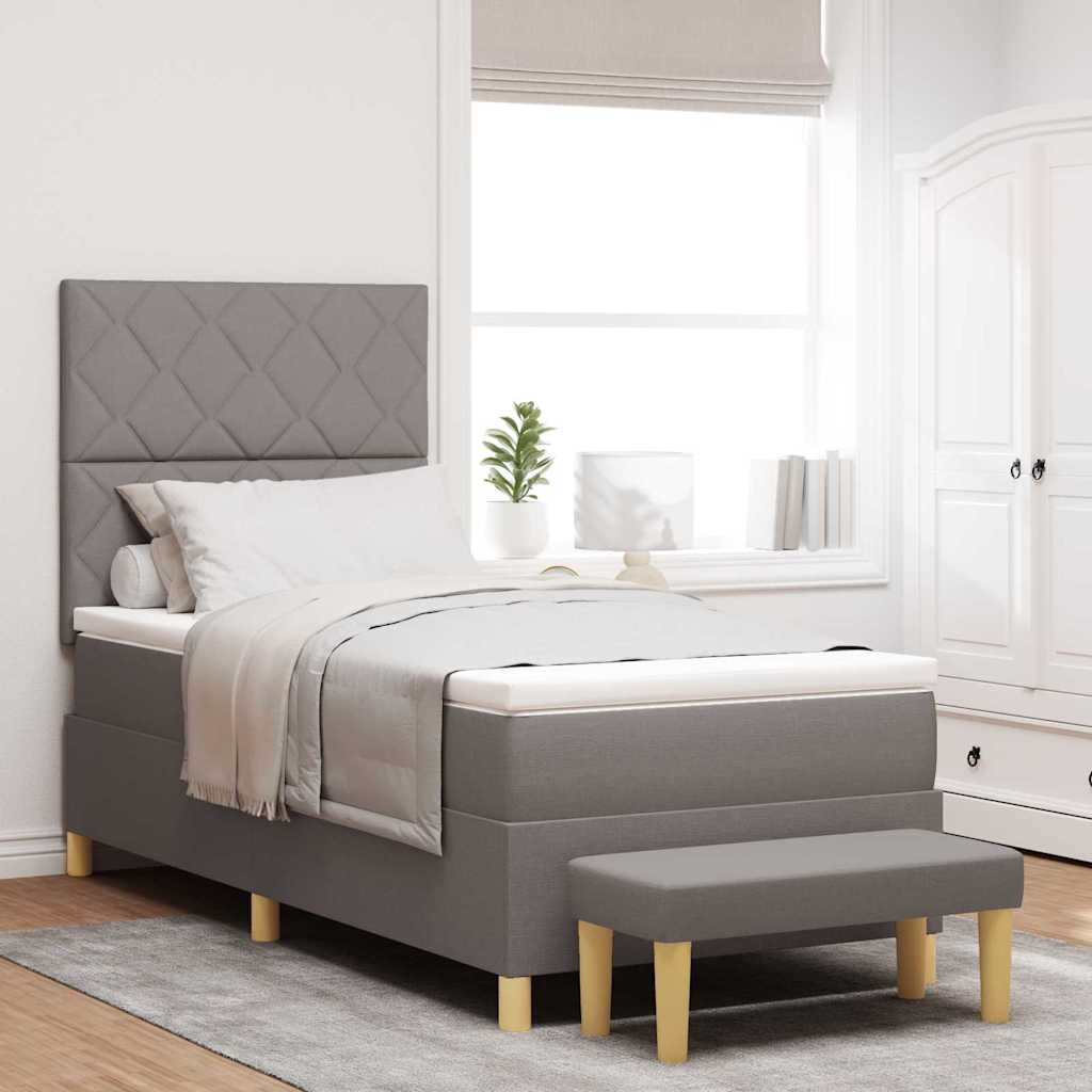 Cama tipo Box Spring com cabeceira Azul 190 x 120 cm tecido
