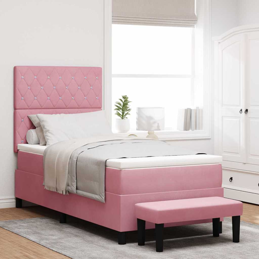 Cama tipo Box Spring Azul oscuro 190 x 120 cm Terciopelo