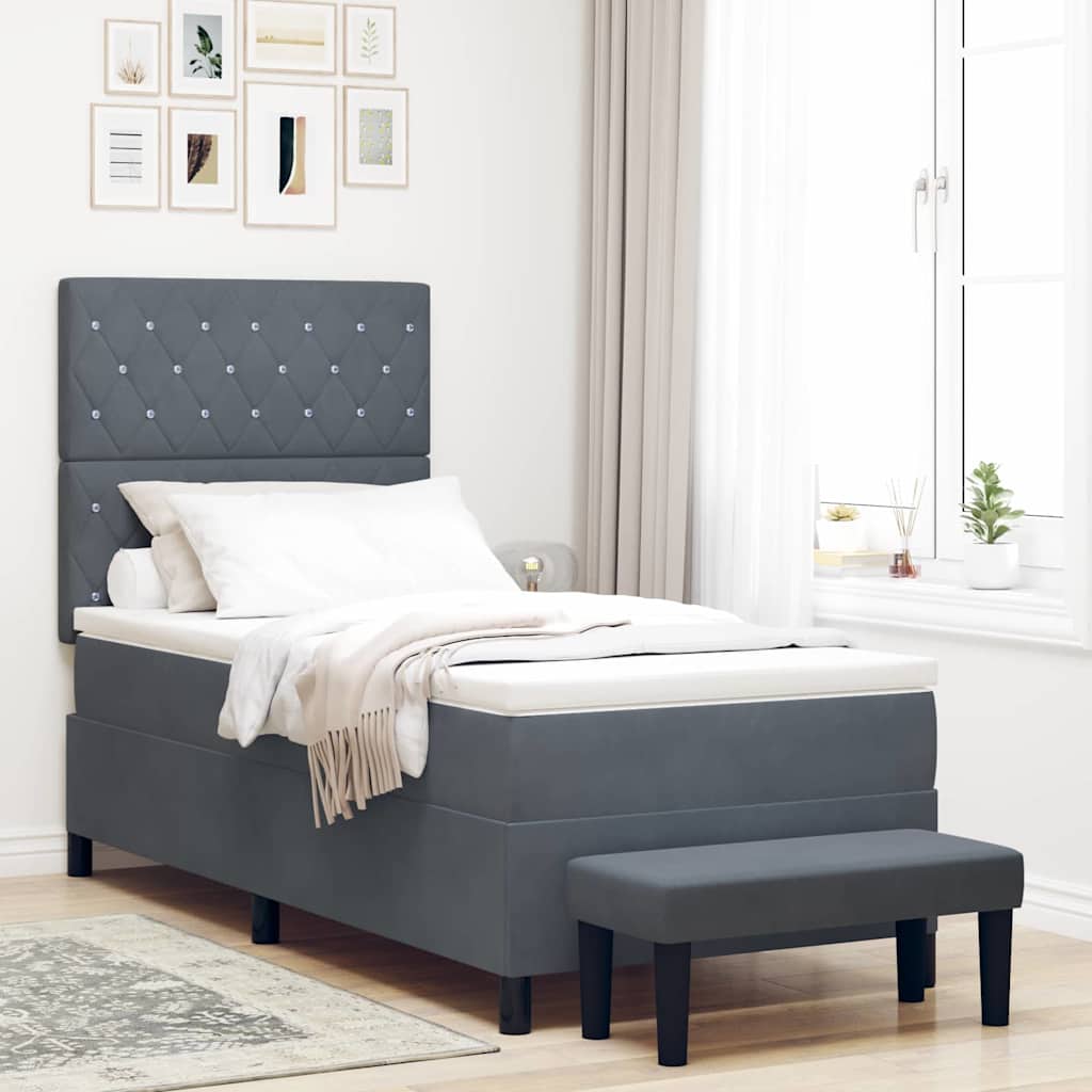 Cama tipo Box Spring Azul oscuro 190 x 120 cm Terciopelo