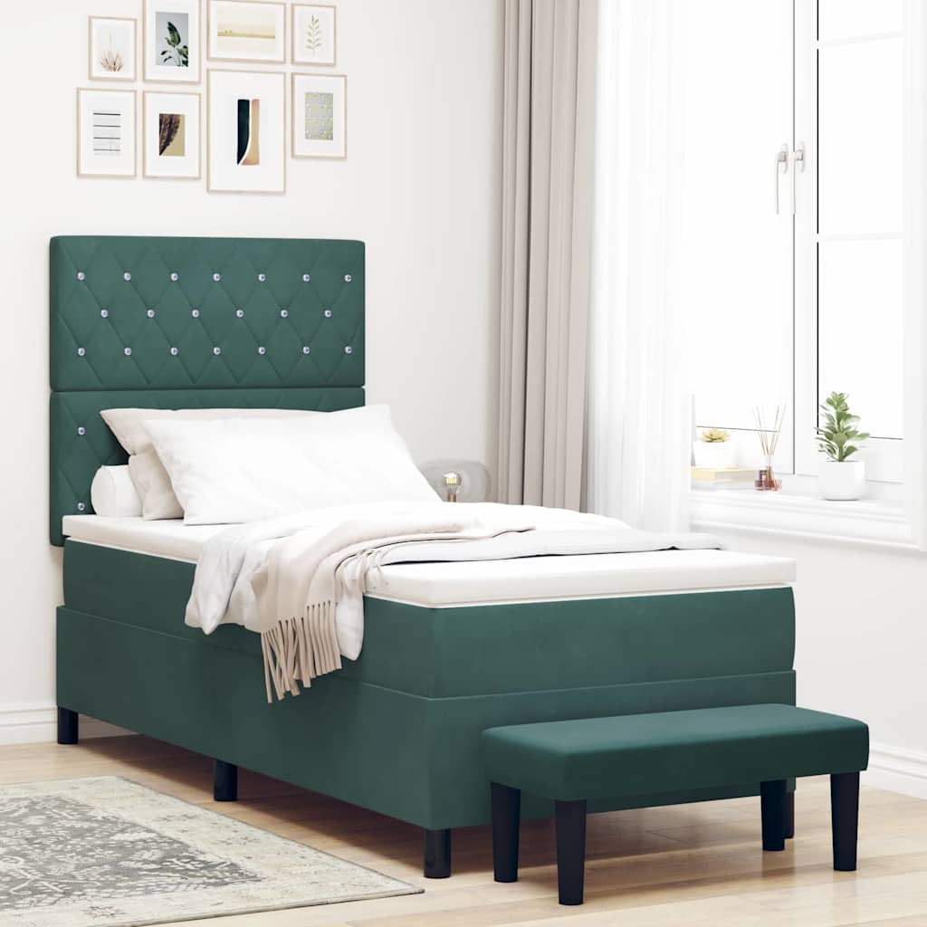 Cama tipo Box Spring Azul oscuro 190 x 120 cm Terciopelo