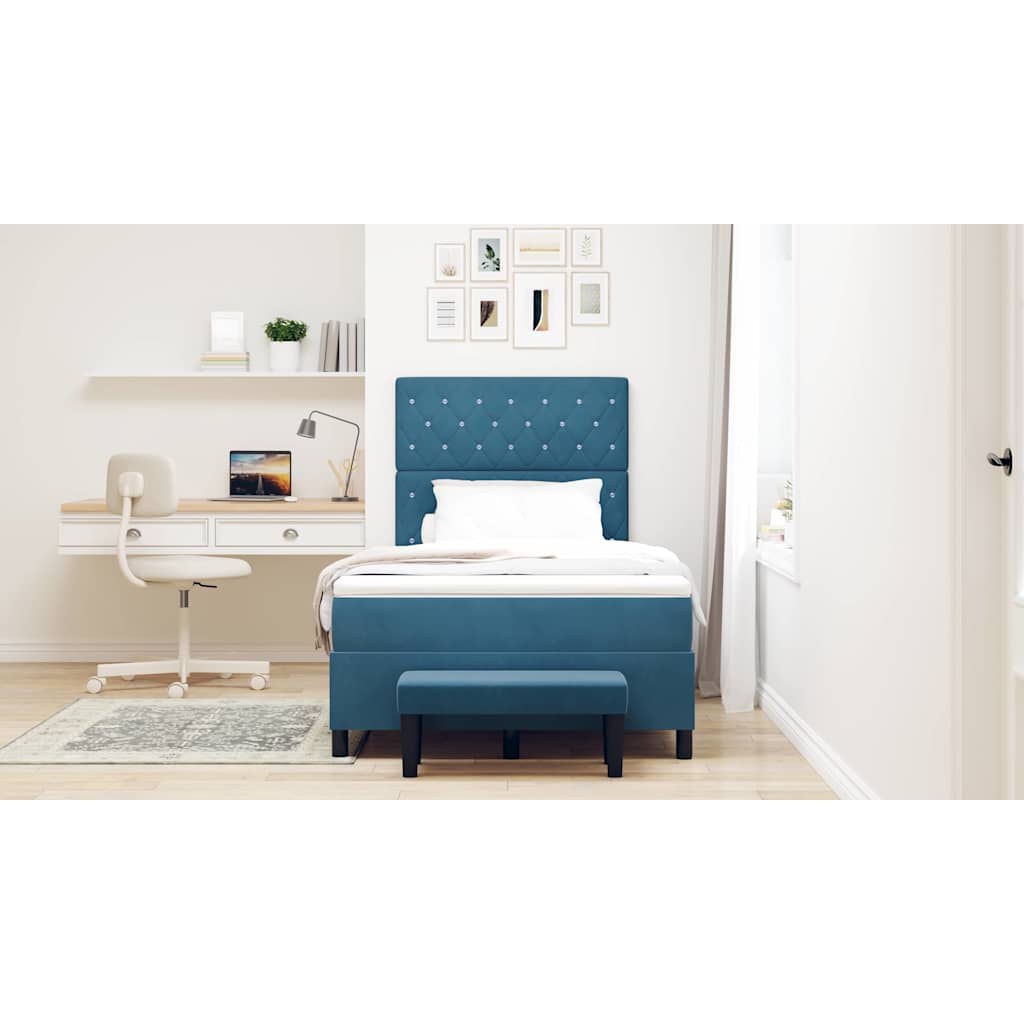 Cama tipo Box Spring Azul oscuro 190 x 120 cm Terciopelo