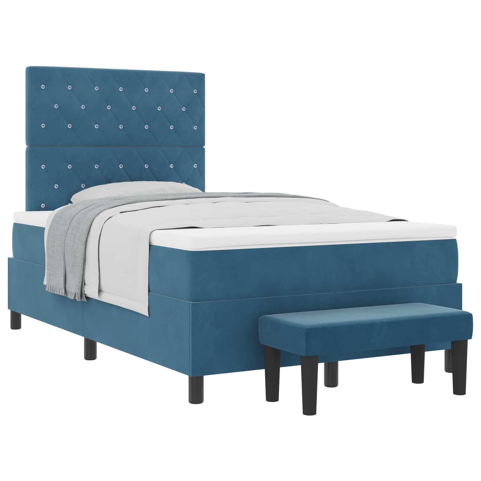 Cama tipo Box Spring Azul oscuro 190 x 120 cm Terciopelo