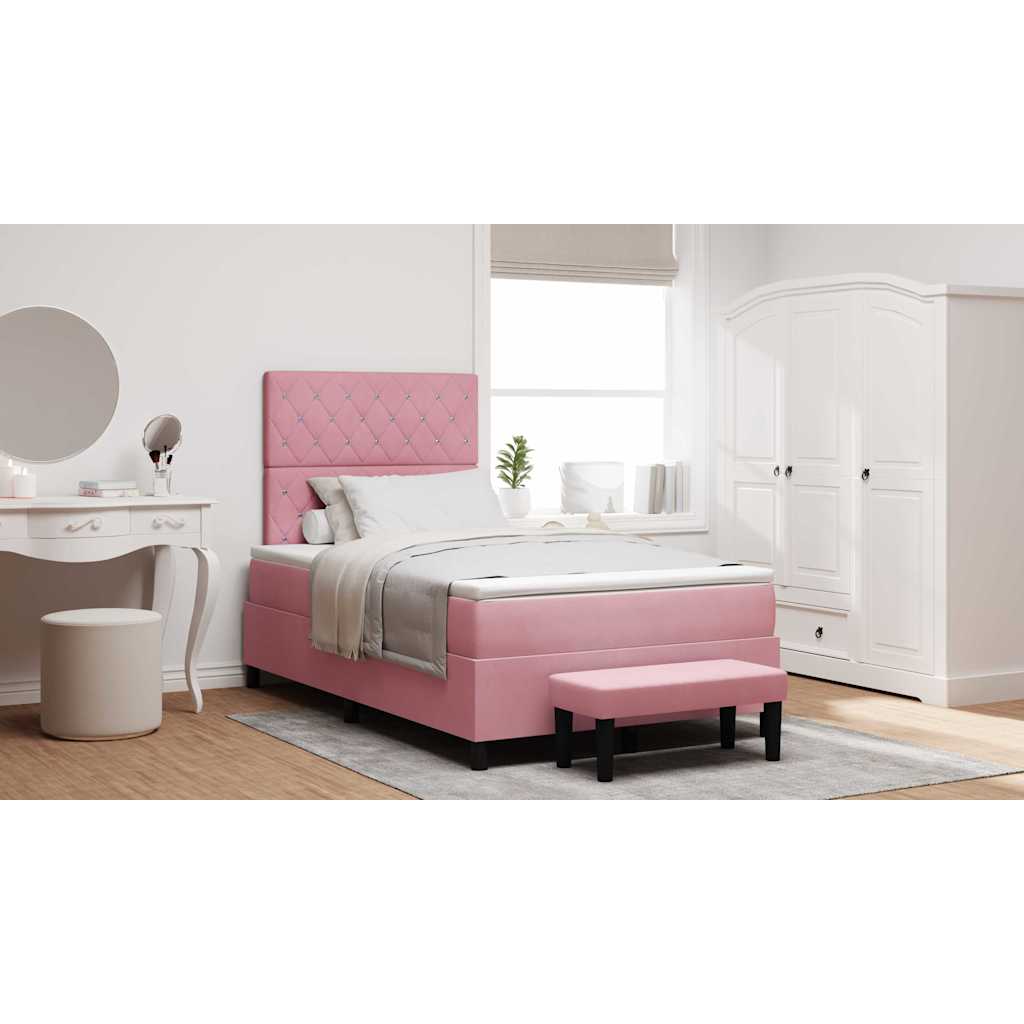 Cama tipo Box Spring Azul oscuro 190 x 120 cm Terciopelo
