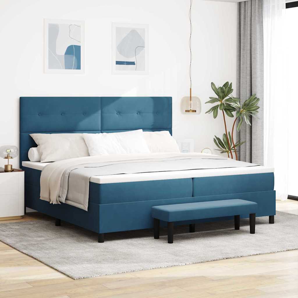 Cama tipo Box Spring Azul oscuro 190 x 120 cm Terciopelo
