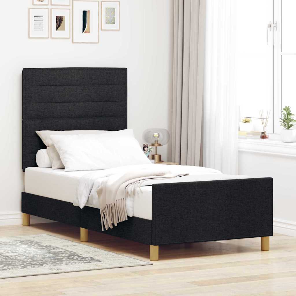 Estrutura de cama com cabeceira Azul 100 x 200 cm tecido