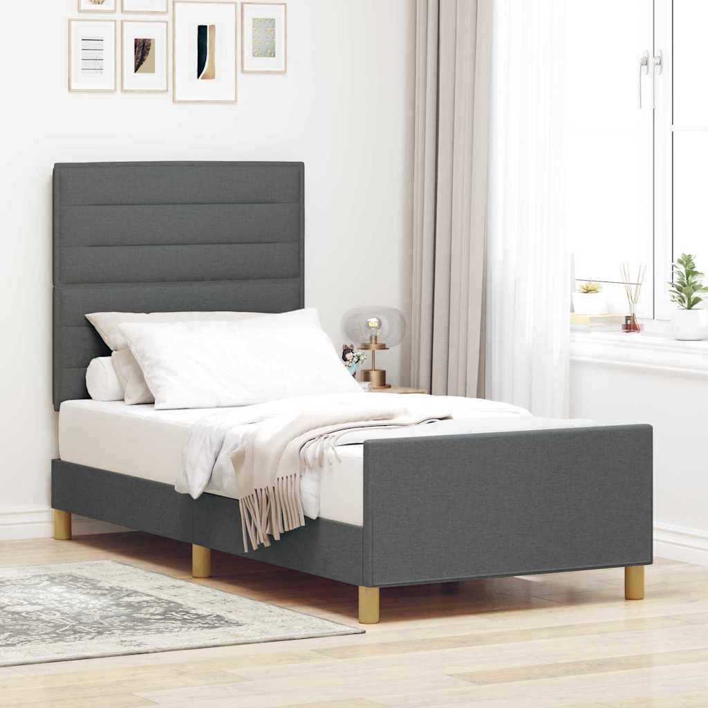 Estrutura de cama com cabeceira Azul 100 x 200 cm tecido