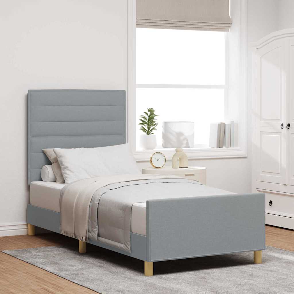 Estrutura de cama com cabeceira Azul 100 x 200 cm tecido