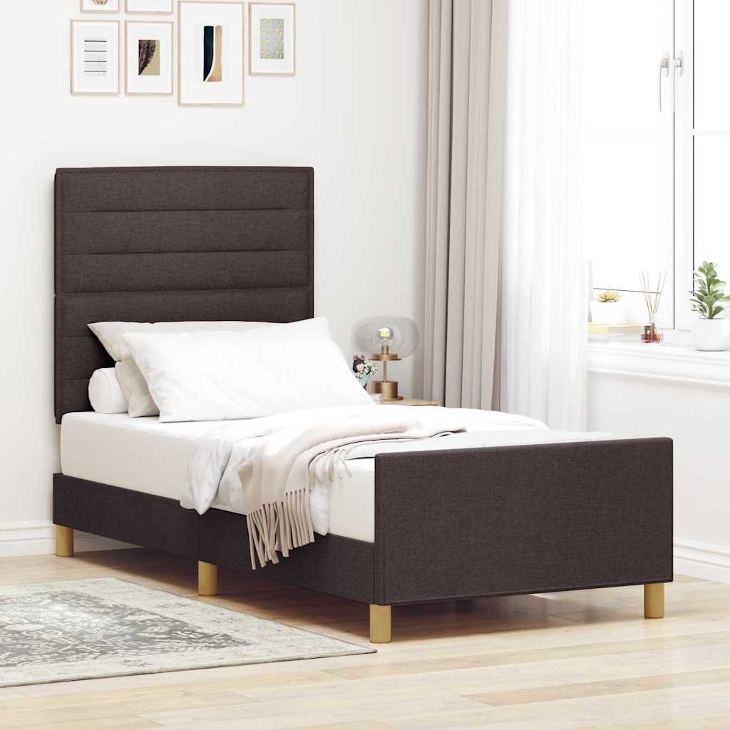 Estrutura de cama com cabeceira Azul 100 x 200 cm tecido