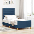Estructura de cama con cabecera Azul 100 x 200 cm tela