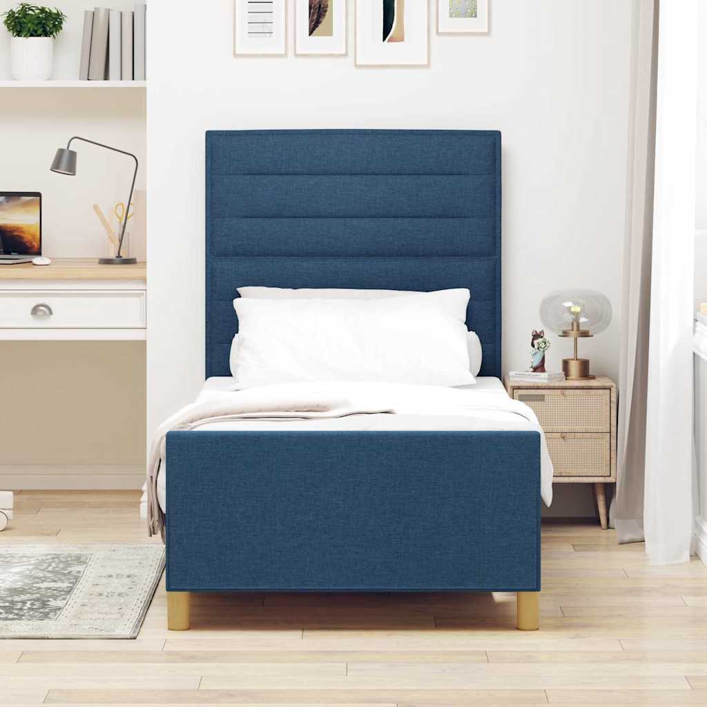 Estructura de cama con cabecera Azul 100 x 200 cm tela
