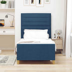 Estructura de cama con cabecera Azul 100 x 200 cm tela