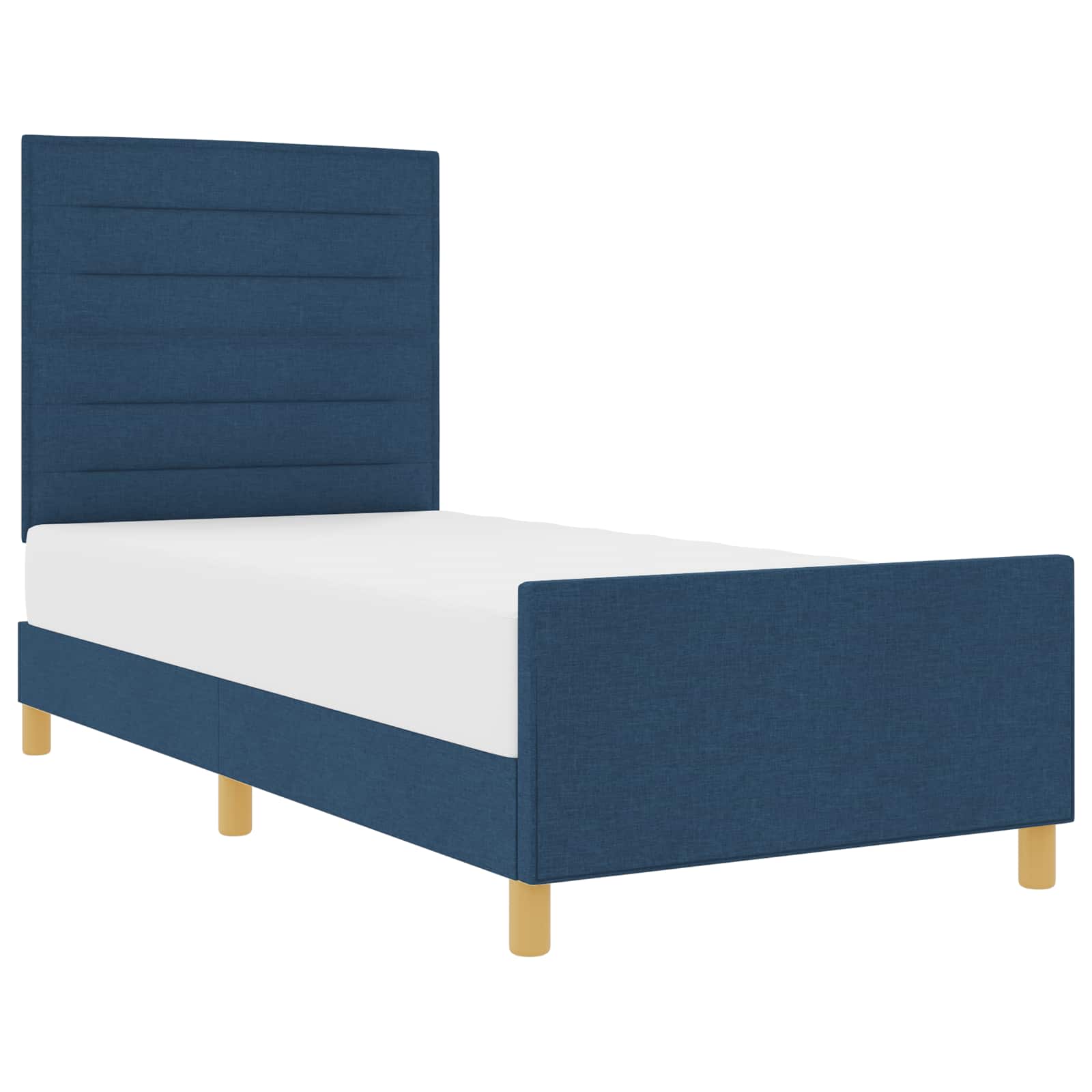 Estructura de cama con cabecera Azul 100 x 200 cm tela