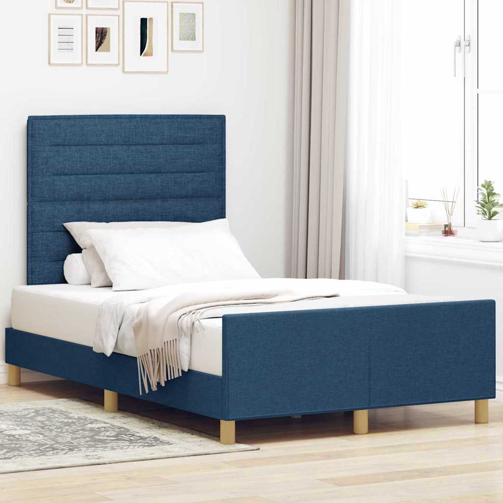 Estrutura de cama com cabeceira Azul 100 x 200 cm tecido